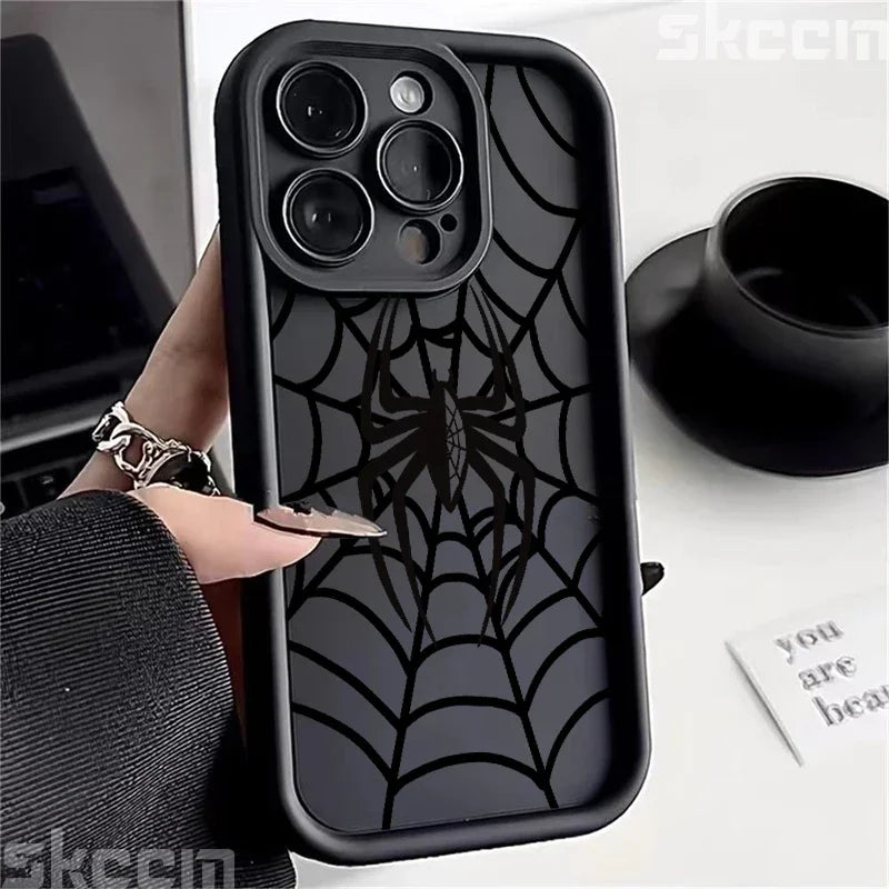 Black Spider Web Soft TPU Phone Case For iPhone
