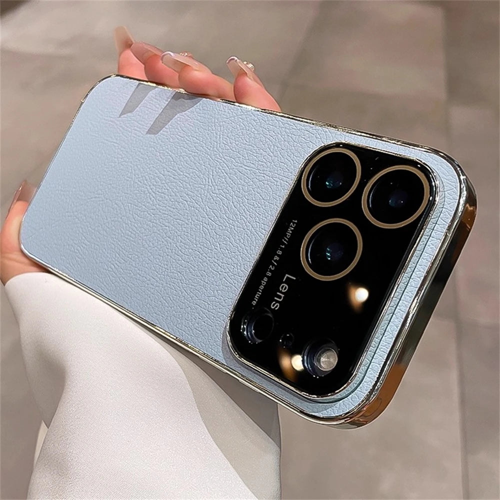 Original Litchi Leather Texture Phone Case For iPhone