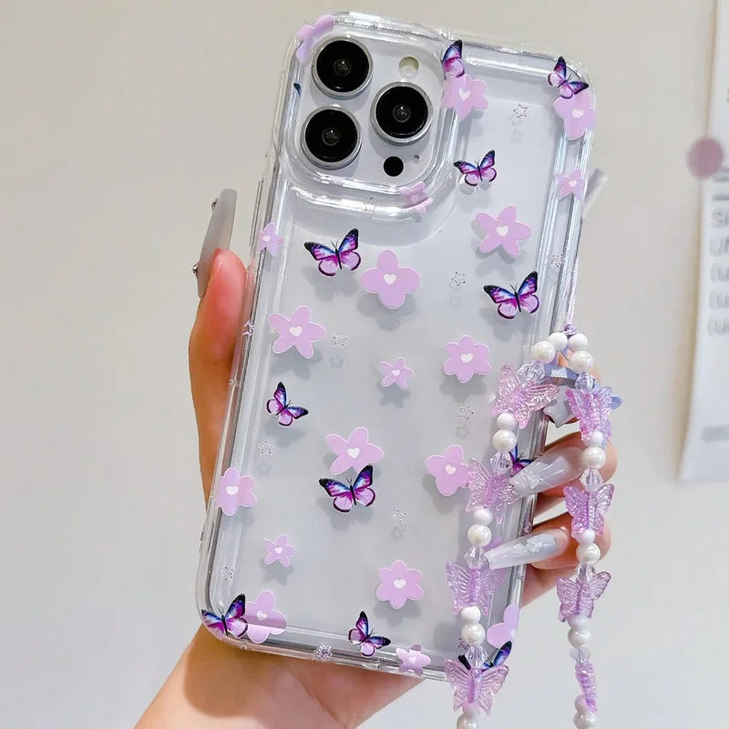 Lovely Butterfly Flower Phone Case For iPhone