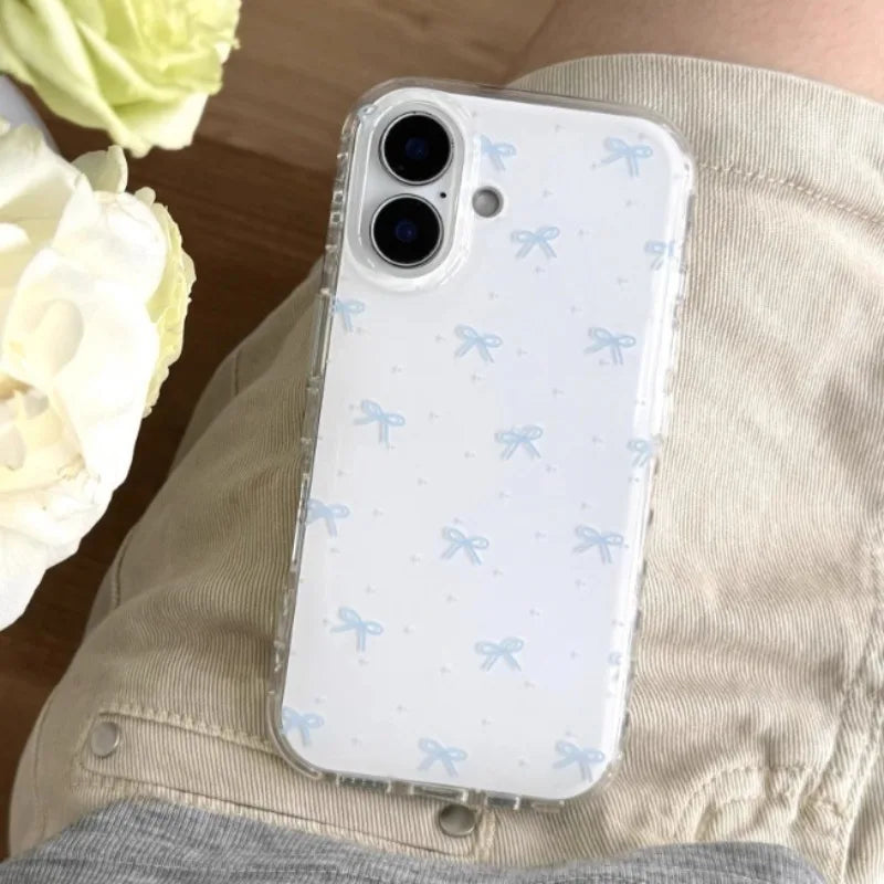 Cute Blue Bow Polka Dot Phone Case For iPhone