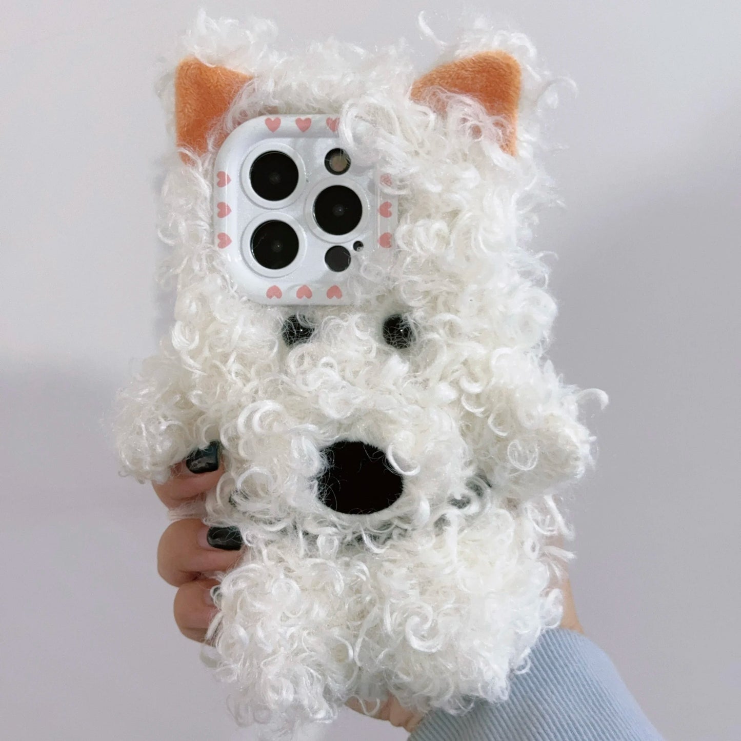 Cute Curly Puppy Plush Phone Case