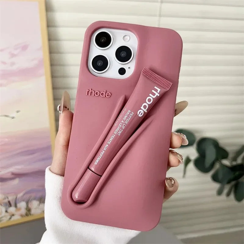 Luxury Lemontini Lipstick Make-up Soft Silicone Phone Case For iPhone