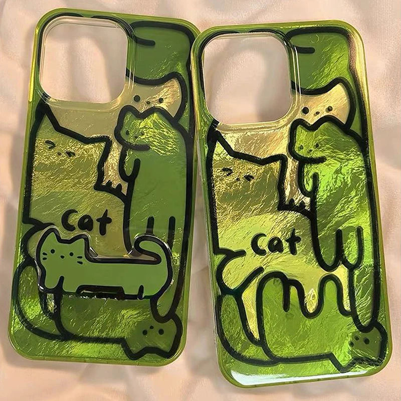 Cartoon Line Cat Dog Phone Case