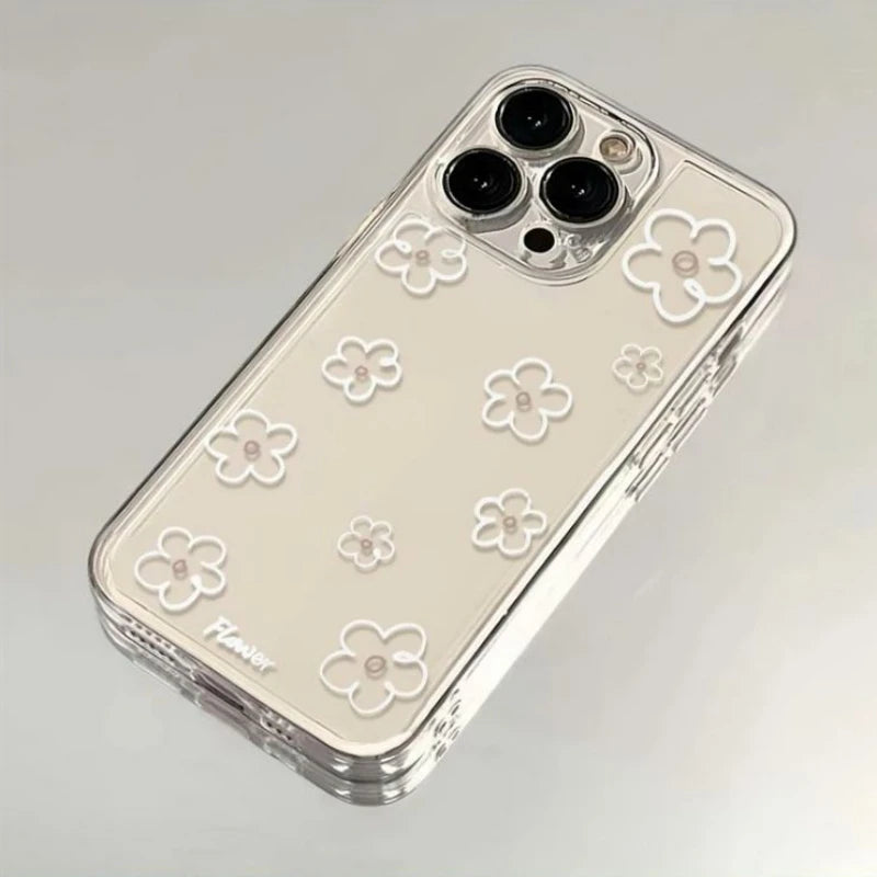 White Flower Bumper Clear Cover Transparent Phone Case