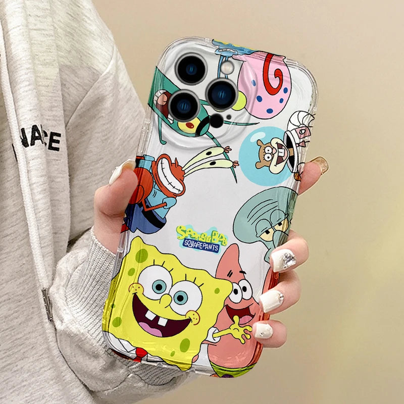 Cute SpongeBobs Cartoon iPhone16 Case Wave Phone Case For iPhone