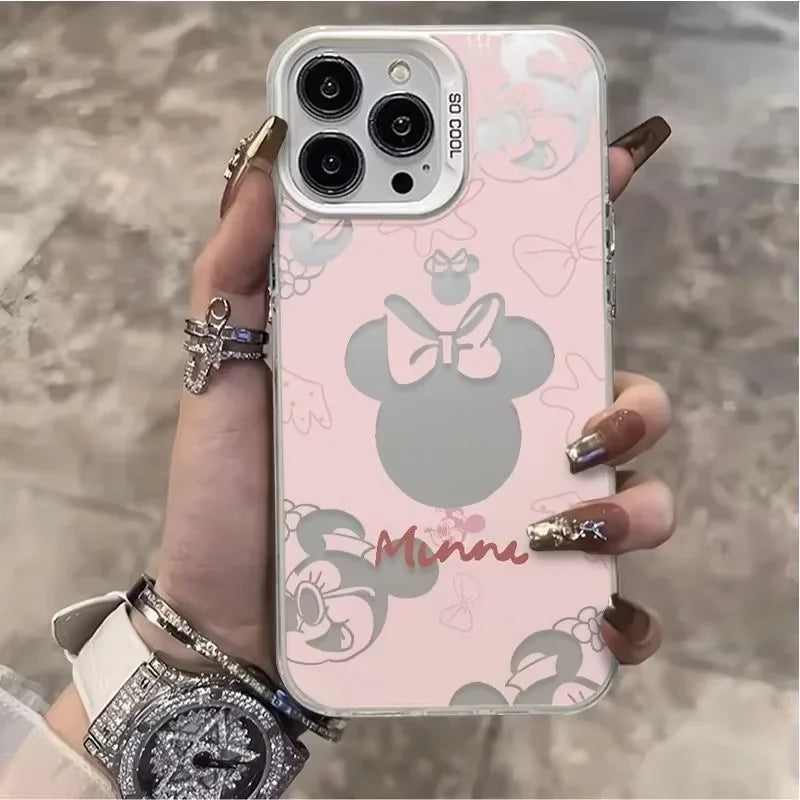 Hot Cute Pink Phone Case Matte Minnies Mickeys Back Cover For iPhone