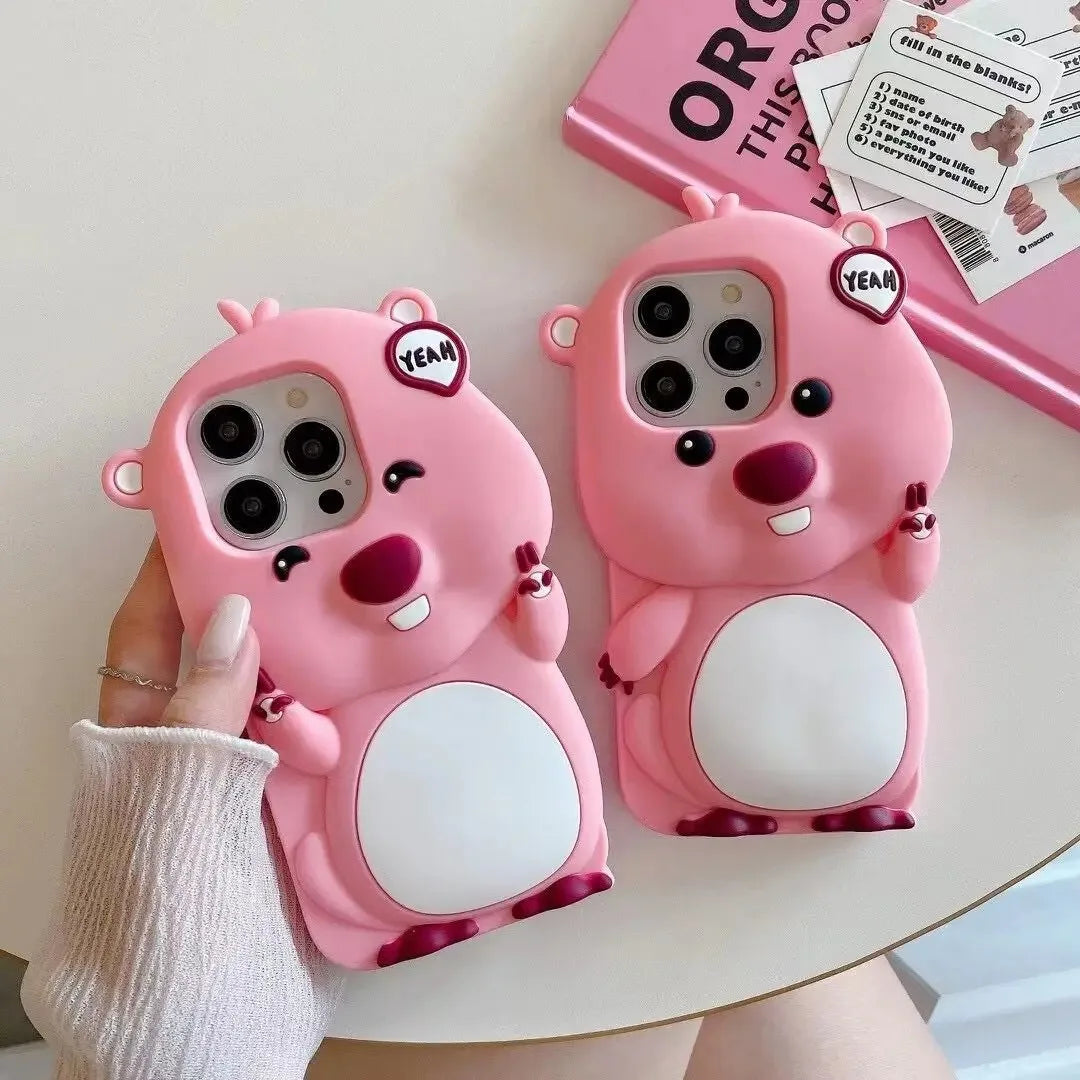 So Cute 3D Cartoon Pink Loopy Phone Case