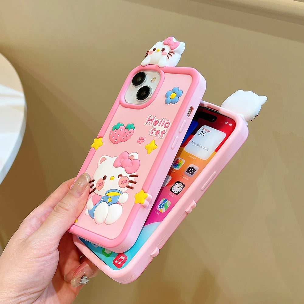Cute 3D Cartoon Hello Kitty Soft Silicone Phone Case