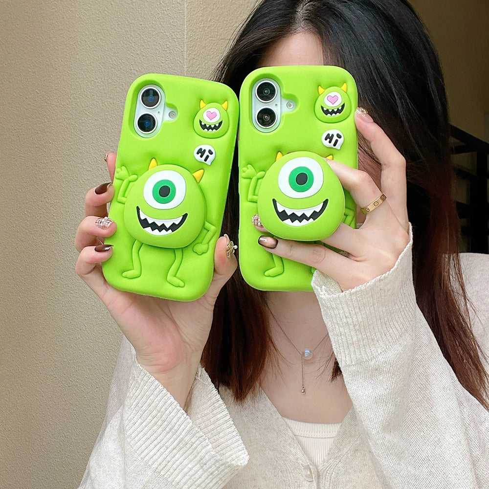 Cute Cartoon Monsters Cover With Stand Holder Phone Case