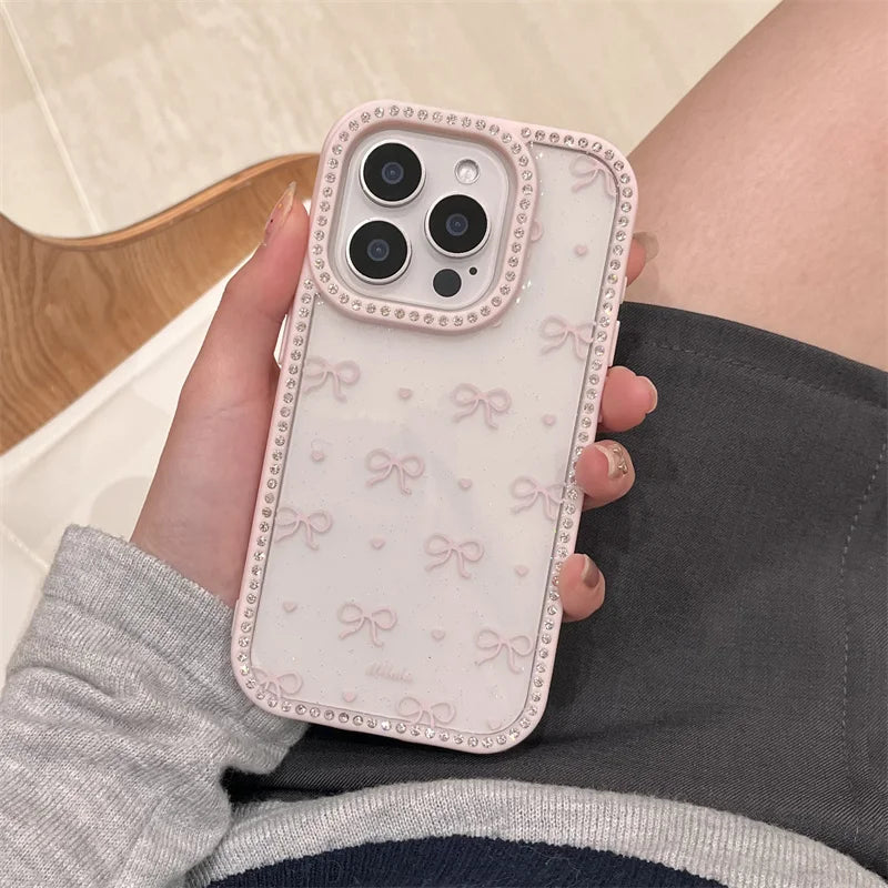 Fashion Glitter Rhinestone Border Bowknot Phone Case