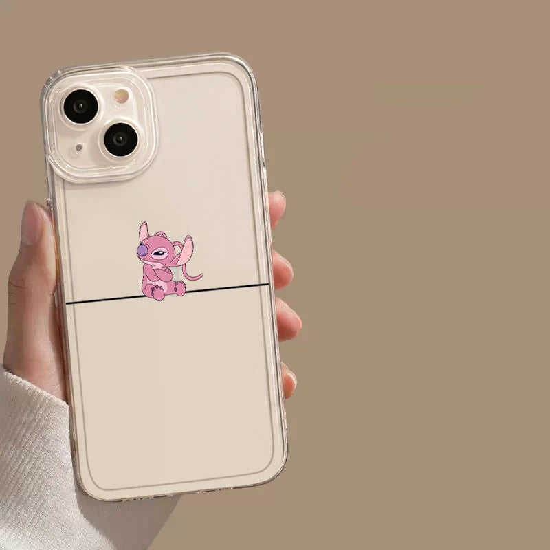 Funny Disney Angel Stitch kawaii Couple Phone Cases For iPhone