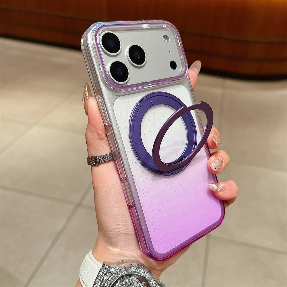 Transparent 360°Rotating Metal Holder Ring Bracket For Magsafe Magnetic Case For iPhone
