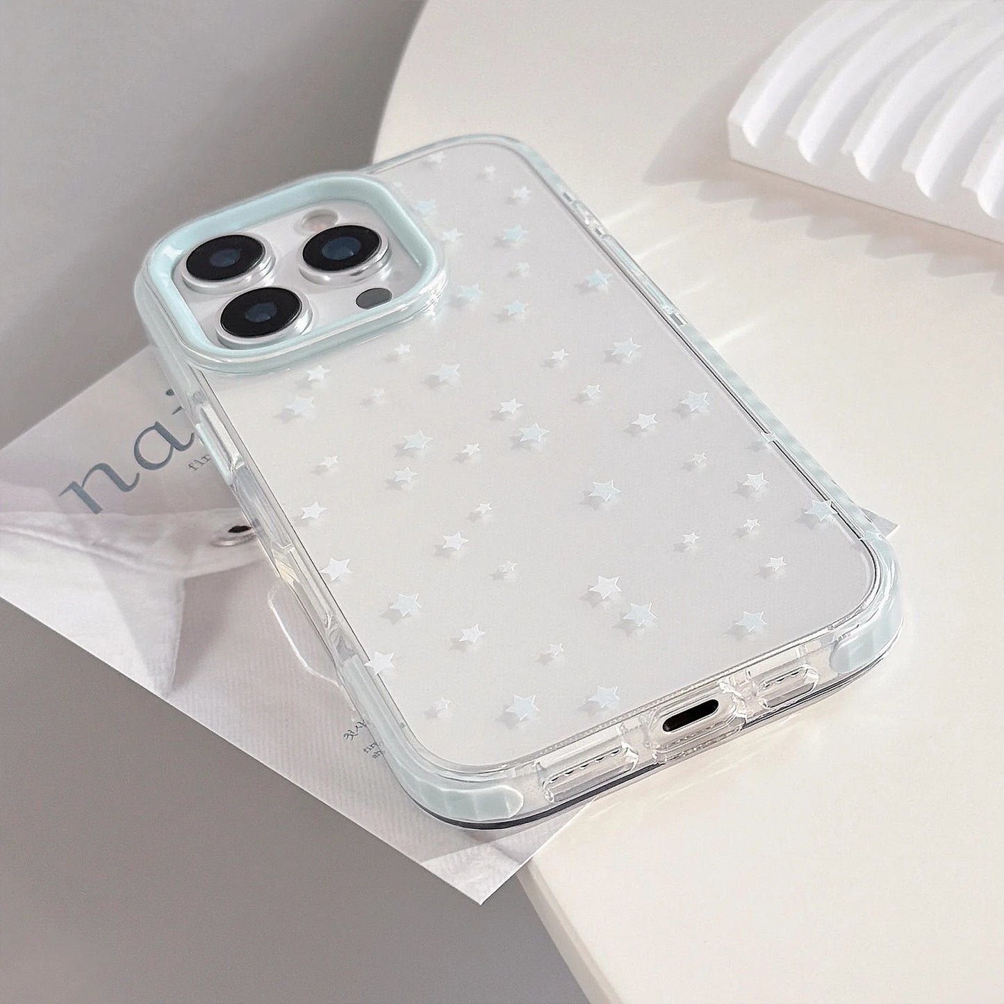 ins Korean Full Screen Blue Stars Pattern Phone Case For iPhone
