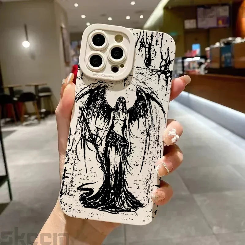 Luxury Bloodsacrifice Black Angel Death Demon Phone Case For iPhone
