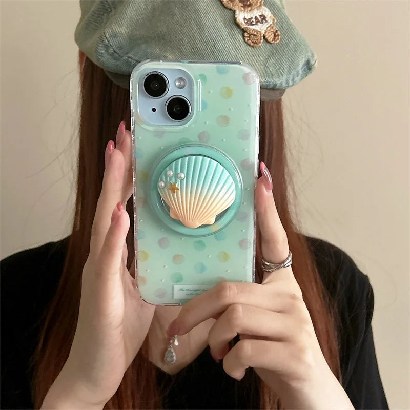 Dreamy Cute Conch Shell Stand Magnetic Phone Case