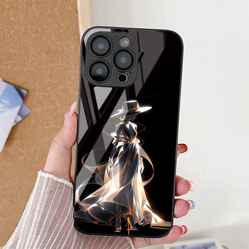 Sexy Girl Red Lips Tempered Glass Phone Case For iPhone