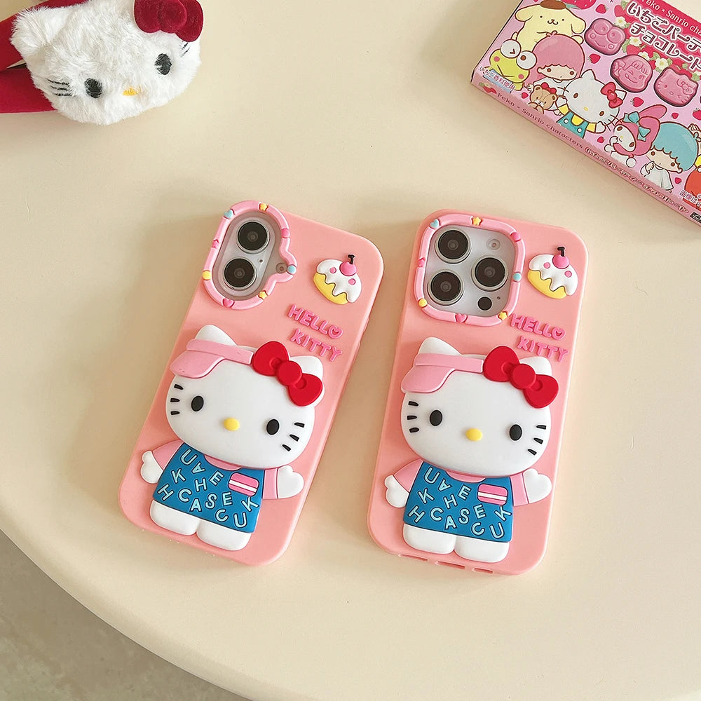 Kawaii Cartoon Hello Kitty Cover With Stand Holder Phone Case