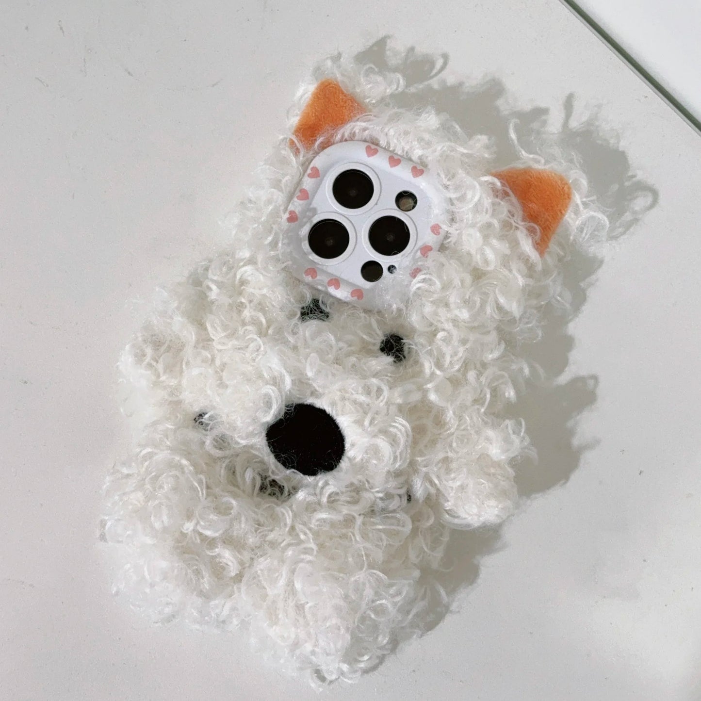 Cute Curly Puppy Plush Phone Case