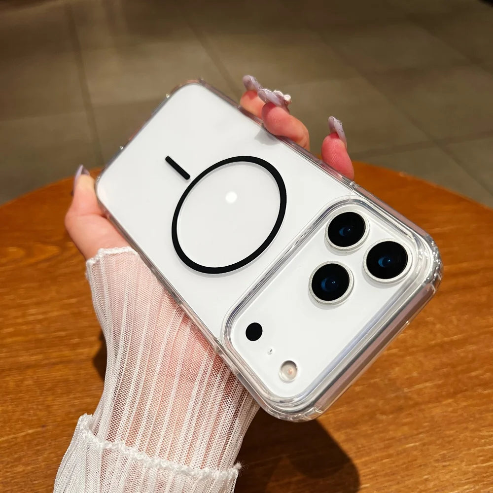 For magsafe Wireless Charge Acrylic Phone Case For iPhone