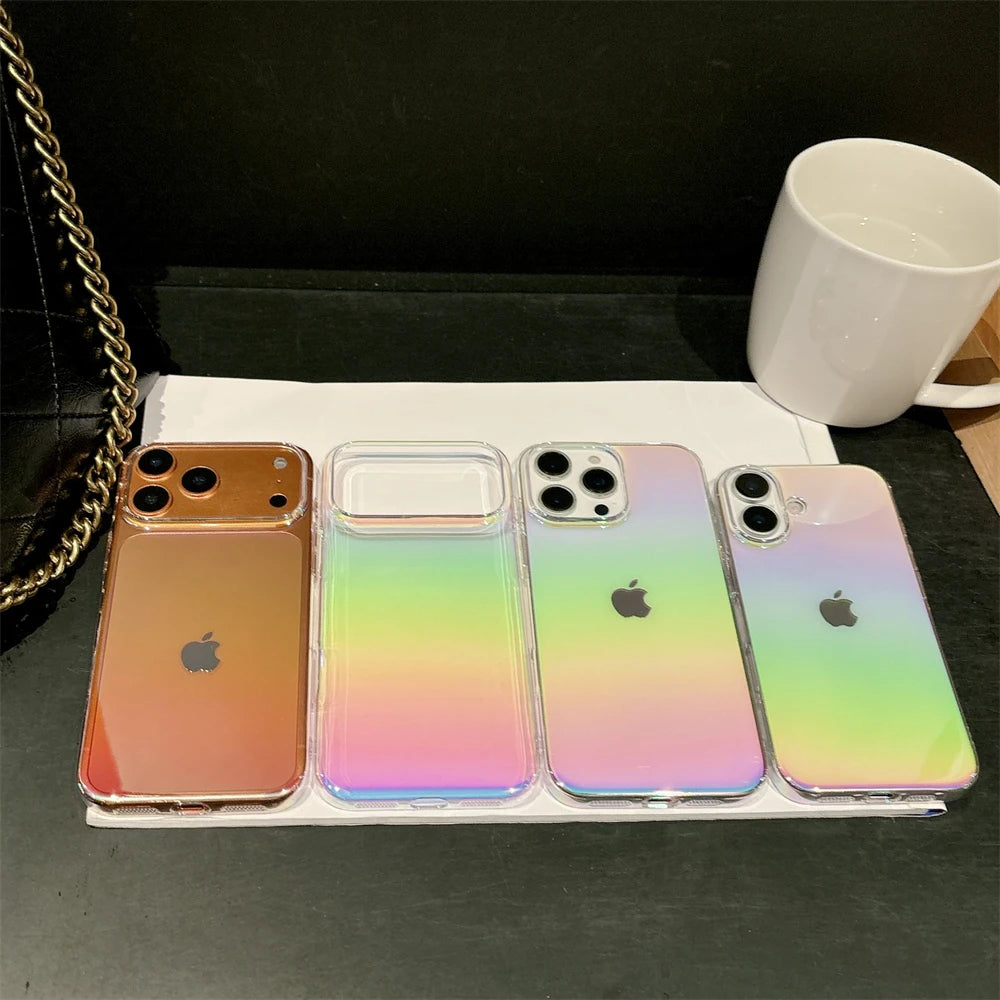 Luxury Laser Rainbow Gradient Clear Case For iPhone