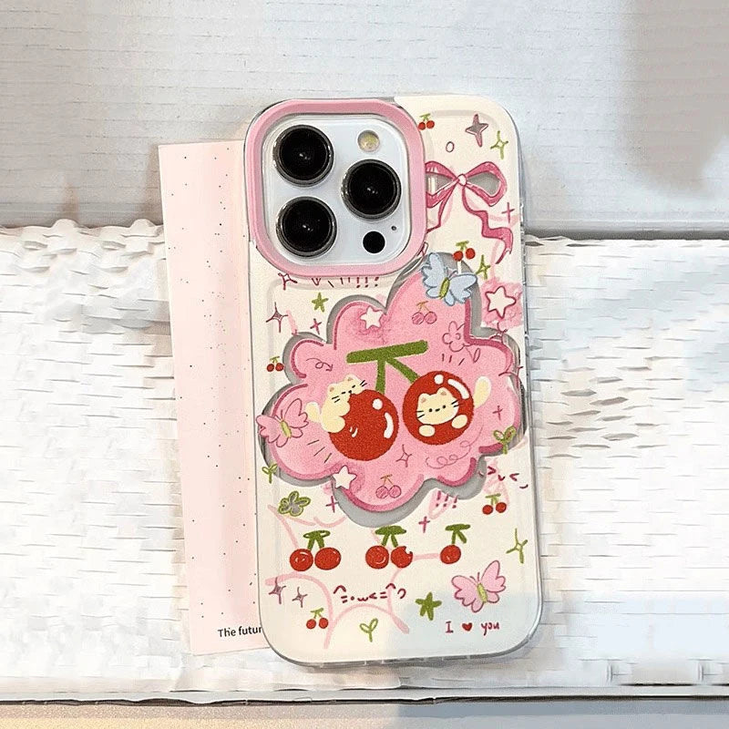 Trend Cherry Cat Pink Silicone Phone Case