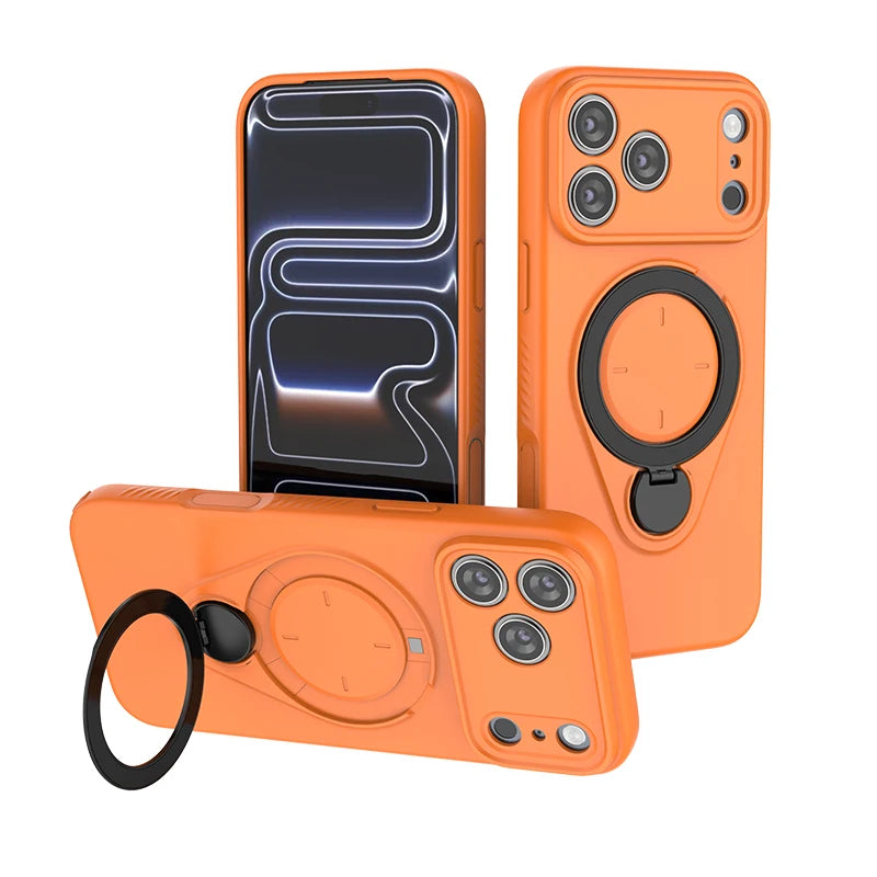 Magnetic Liquid Silicone Rotating Bracket Phone Case For iPhone