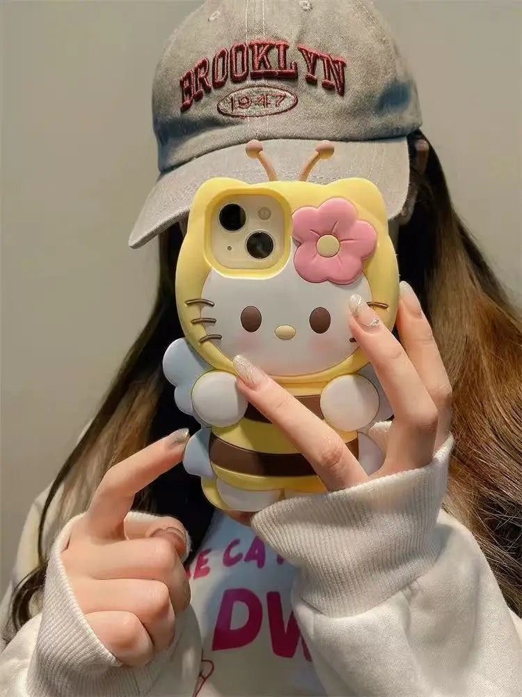 3D Hello Kitty Bee Honey Phone Case For iPhone