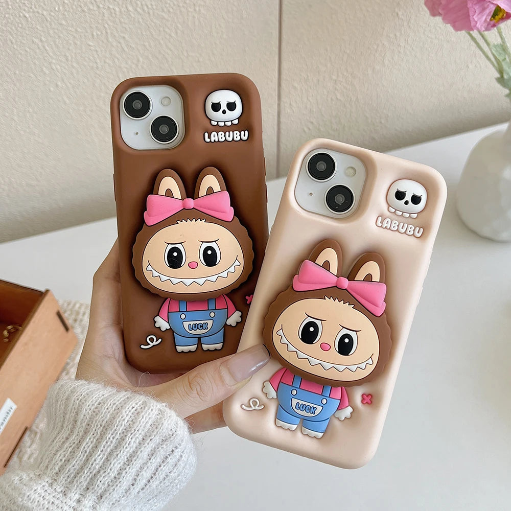 Kawaii Skeleton Camisole Skirt Labubu Monsters Phone Case