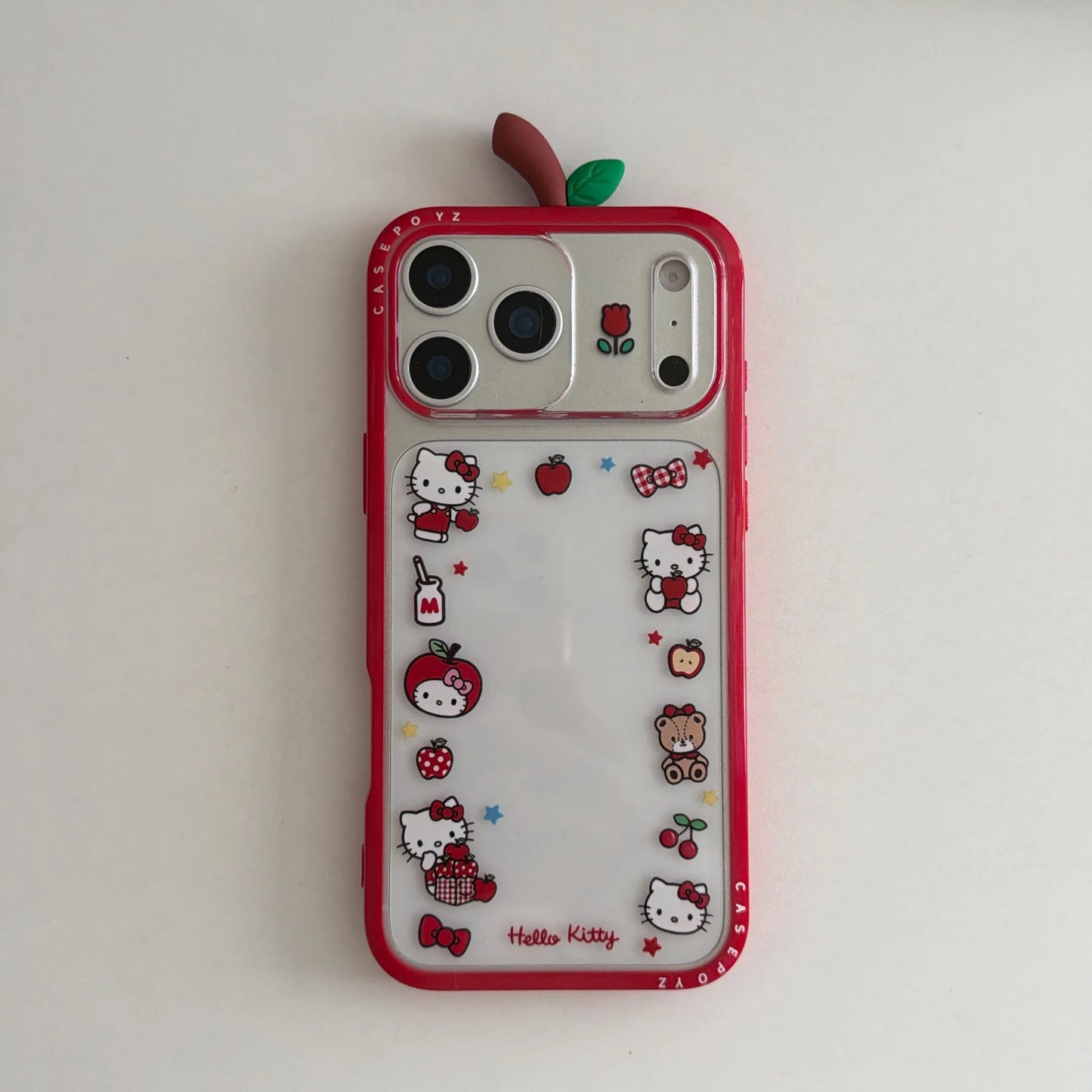 Cute IMD Red Apple 3D Kitty Phone Case For iPhone