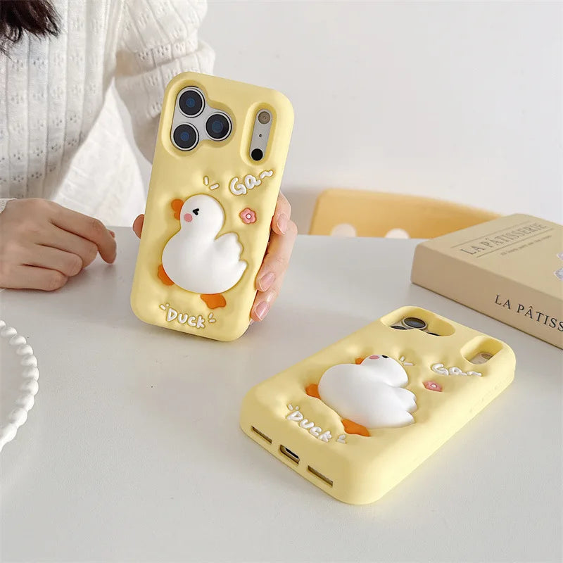 Cute Cartoon Duck Silicone Phone Case For iPhone
