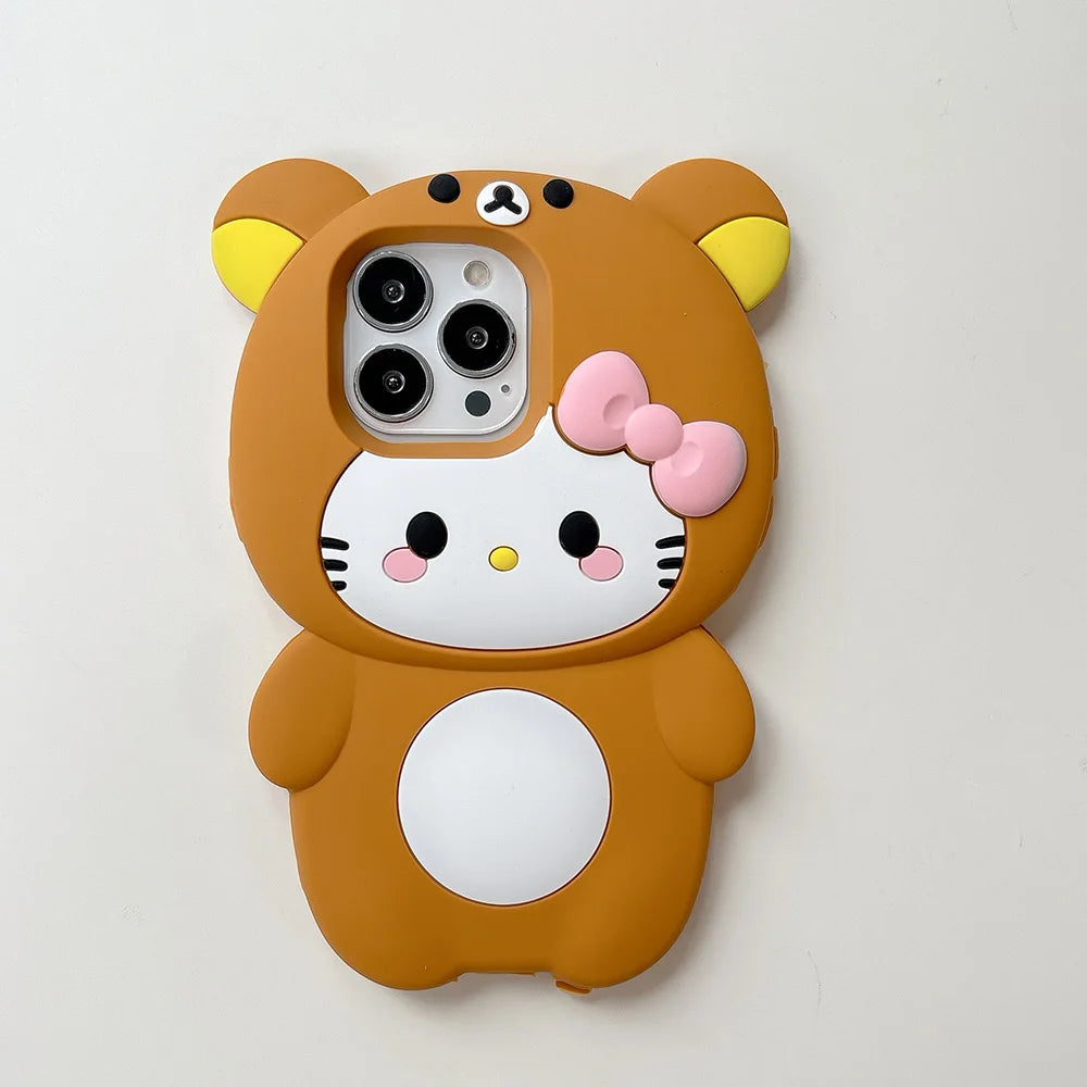 Funny Rilakkuma Bear Hello Kitty Soft Silicone Case For iPhone