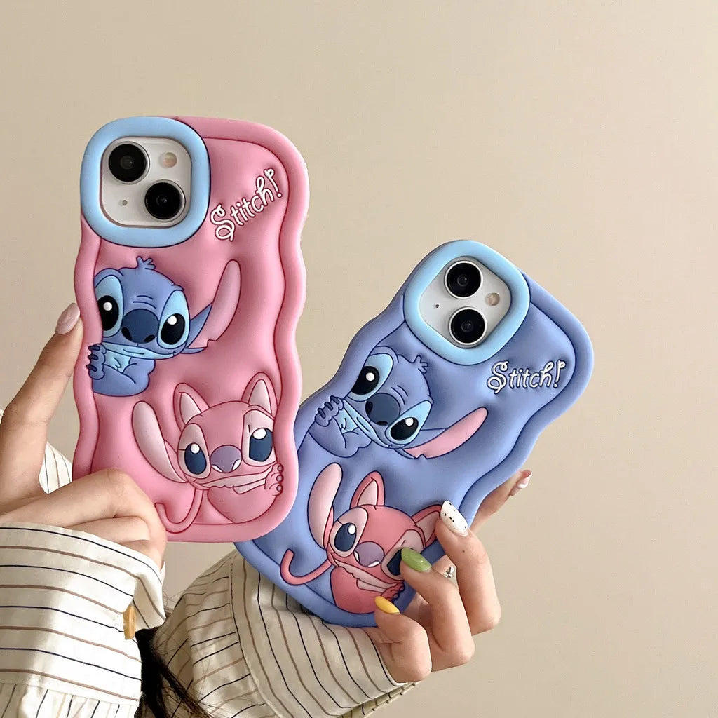 Probe Curious Wave Cartoon Stitch Soft Silicone Phone Case