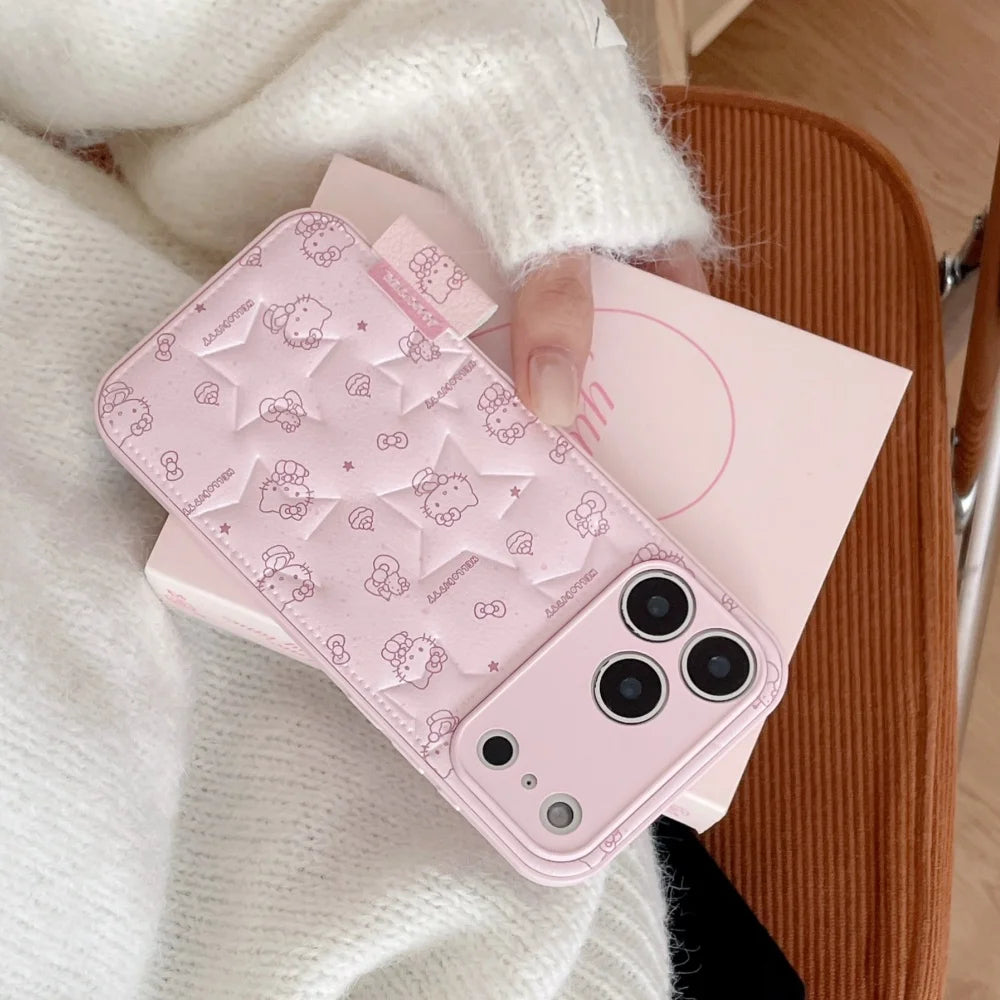 Cute Star Kitty Fashion Leather Phone Case For iPhone