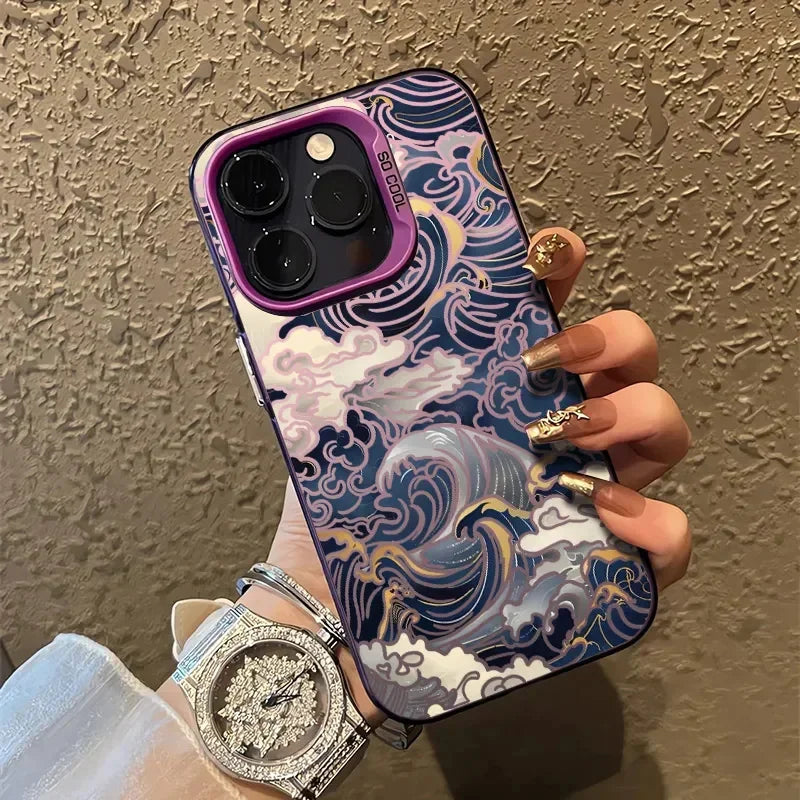 Waves Electroplate Silver Phone Case