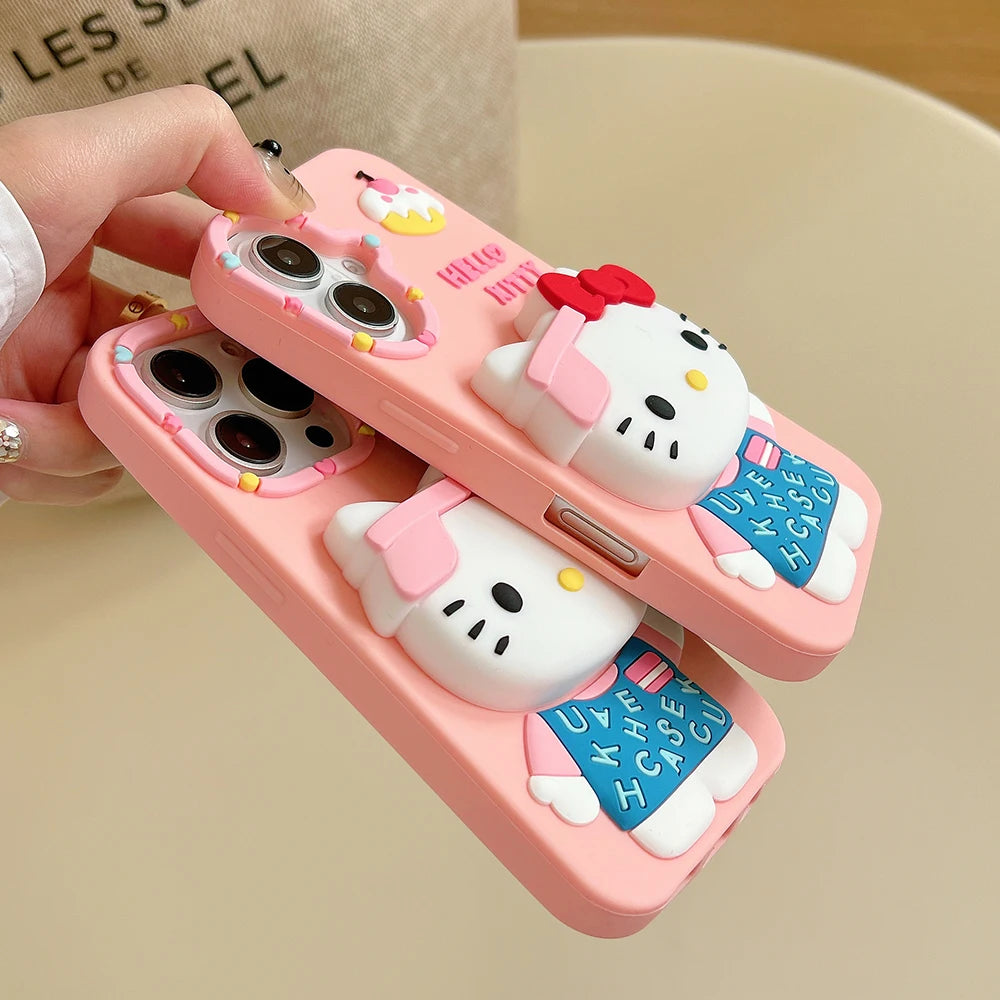 Kawaii Cartoon Hello Kitty Cover With Stand Holder Phone Case
