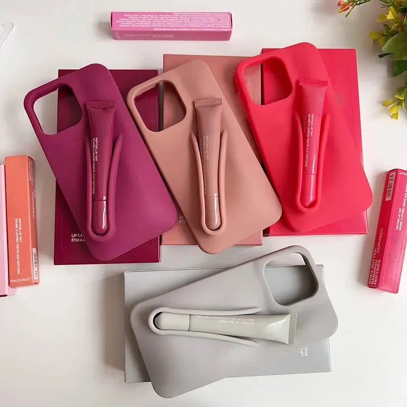 Hot Sale Lipstick Ribbon Toast Gift Set Soft Phone Case For iPhone