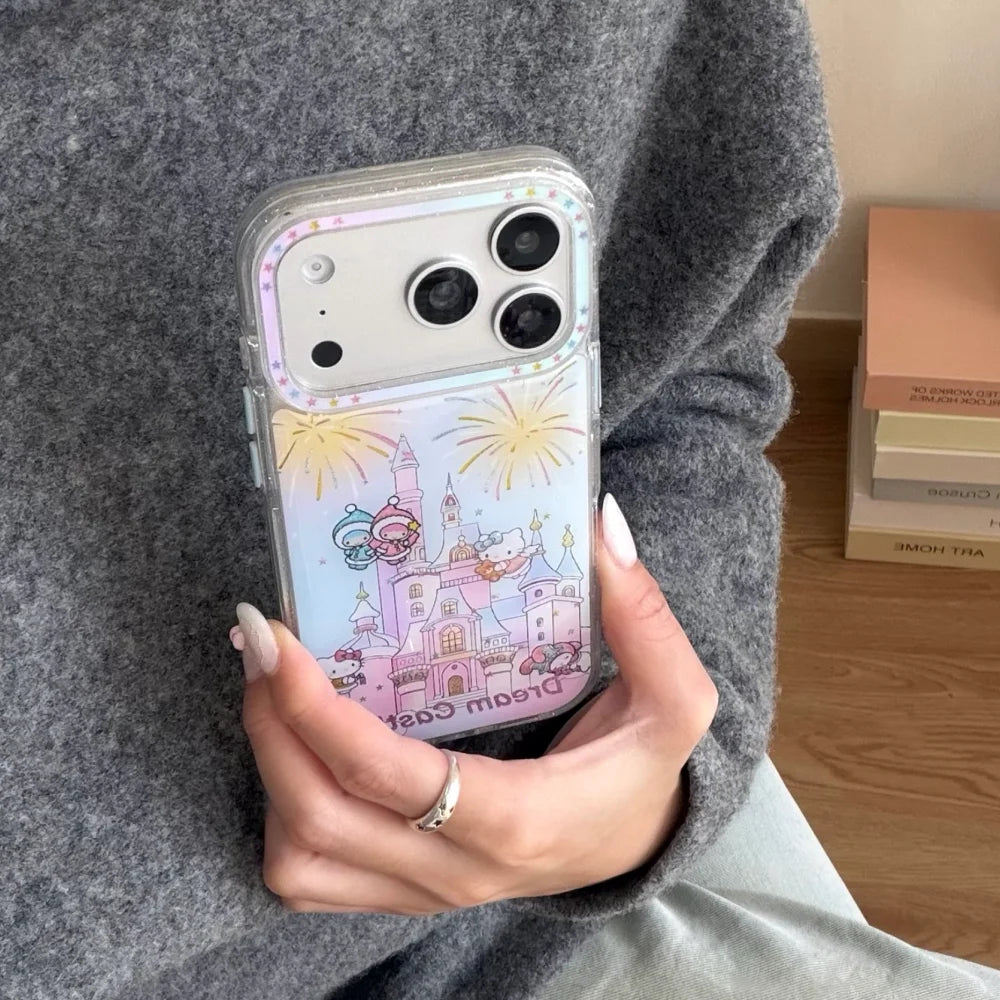 Pink Gilded Drip Glue Castle Kitty Cat For iPhone Case