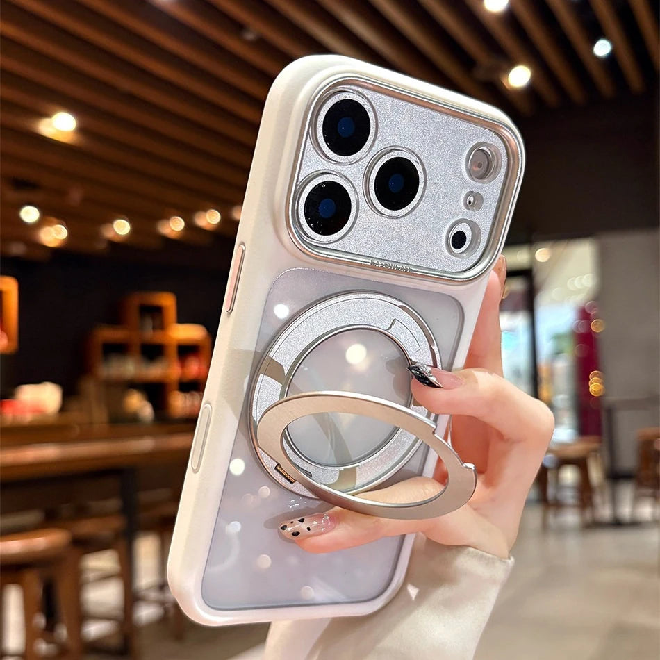 Magsafe Rotating Bracket Transparent Acrylic Case For iPhone