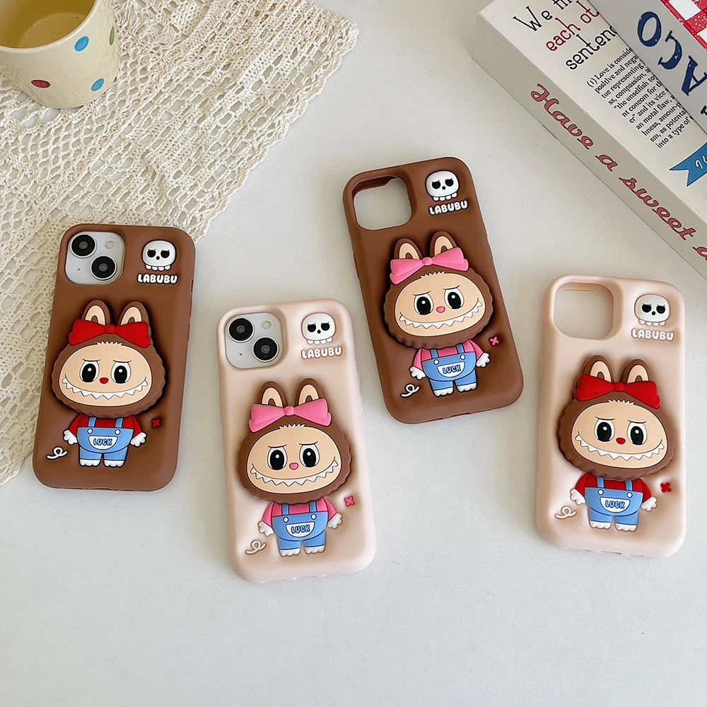 Kawaii Skeleton Camisole Skirt Labubu Monsters Phone Case