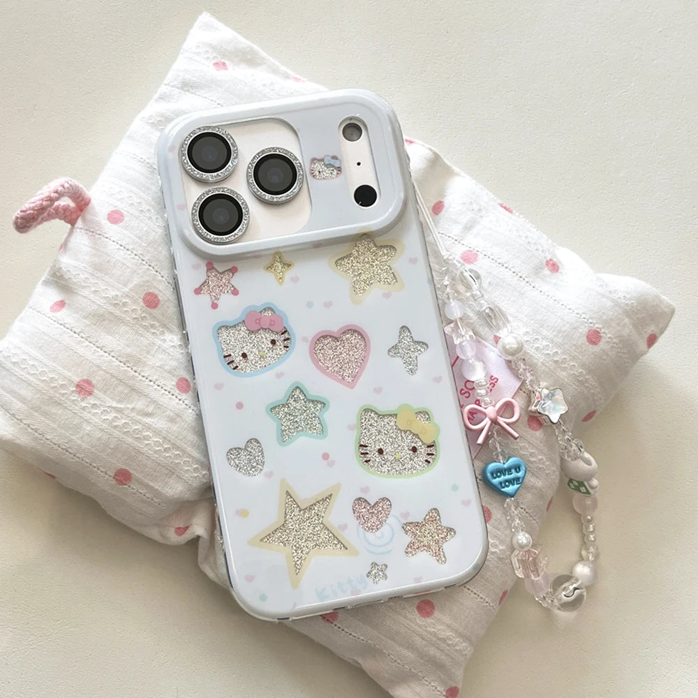 Bling Glitter Full Screen Hello Kitty Melody Phone Case For iPhone