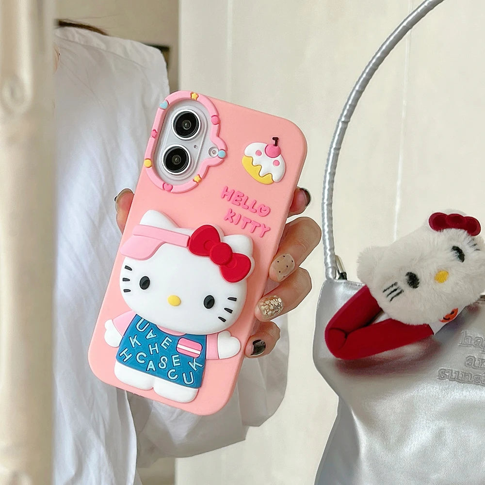 Kawaii Cartoon Hello Kitty Cover With Stand Holder Phone Case