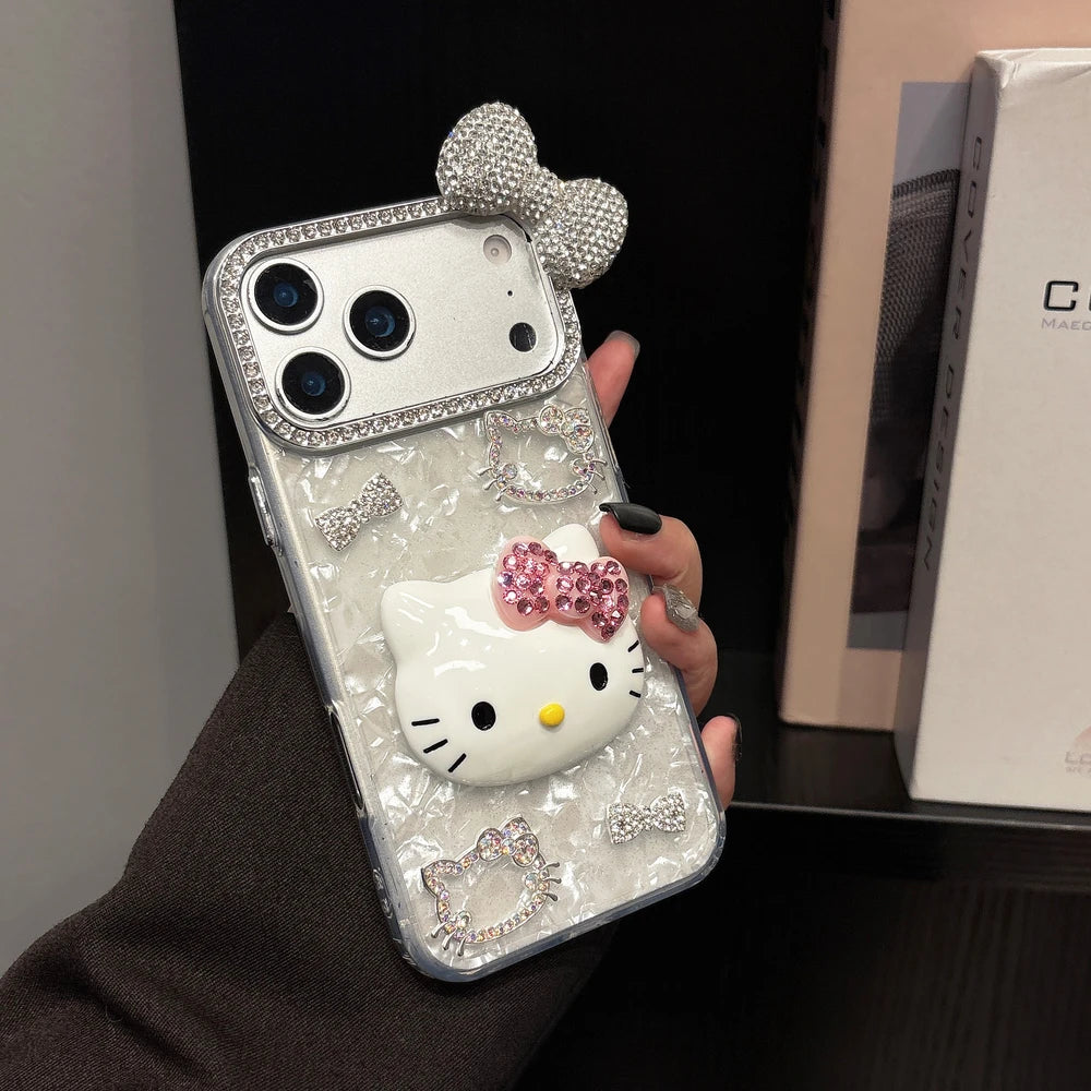 Cute Cartoon Sanrio Hello Kitty Bling Glitter Diamond Phone Case For iPhone