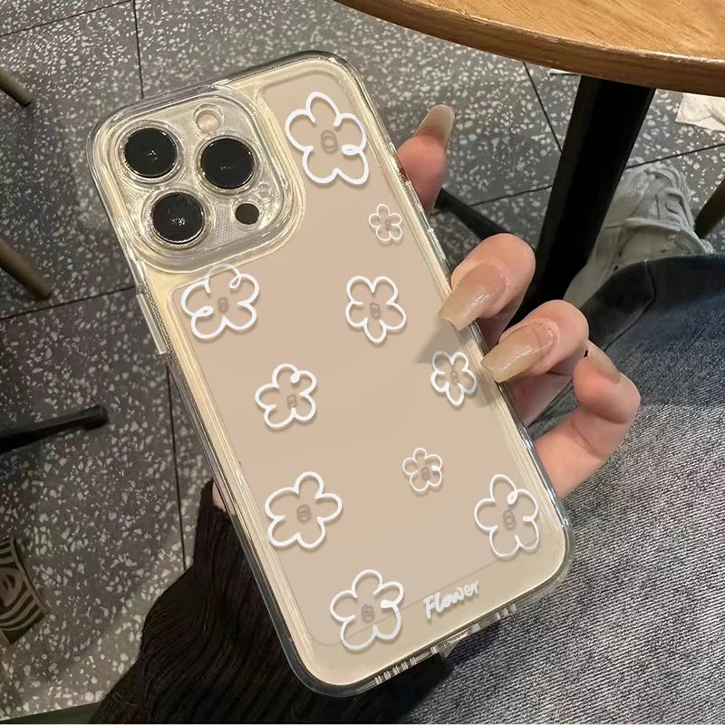 White Flower Bumper Clear Cover Transparent Phone Case