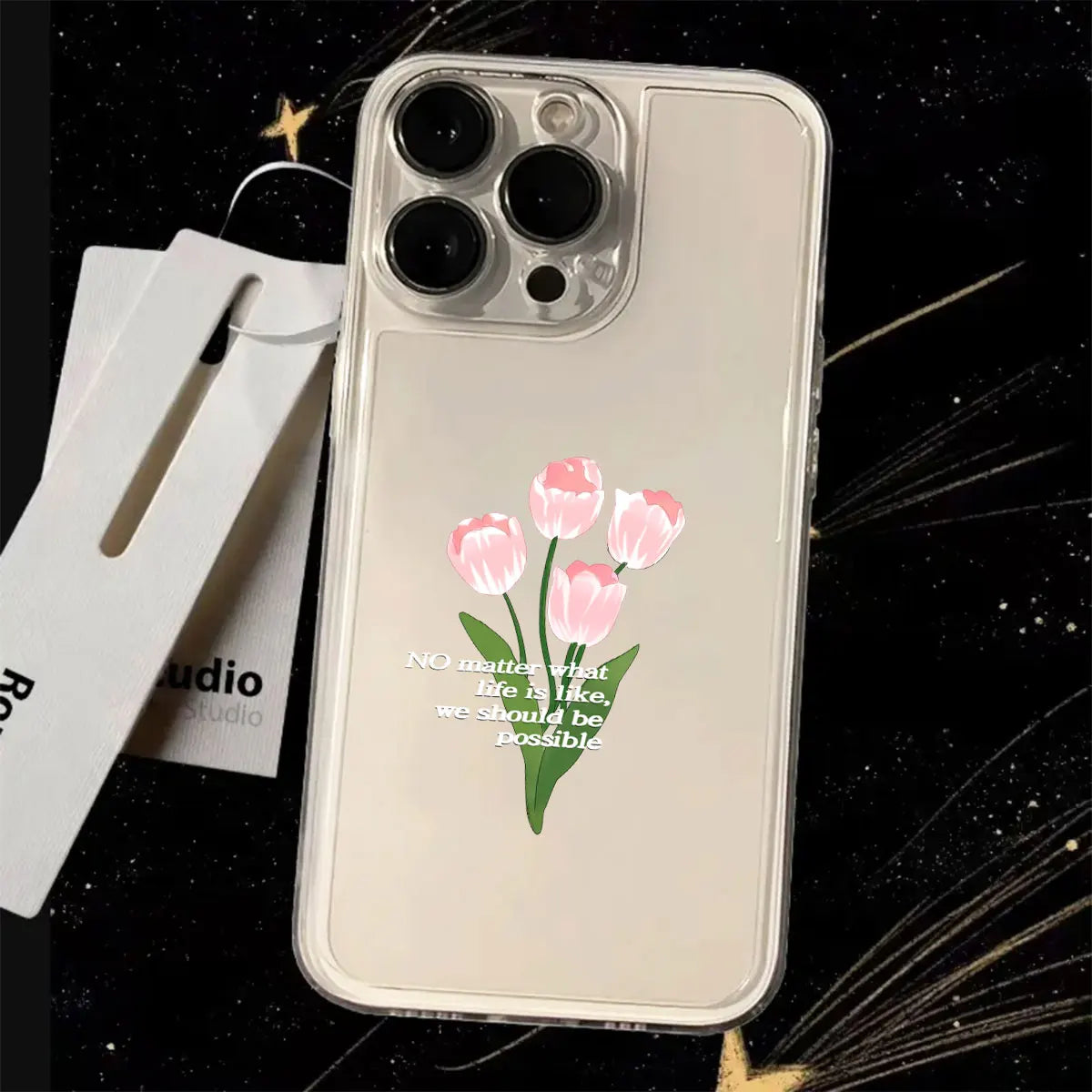 Pink Butterfly Luxury Shockproof Transparent Phone Case