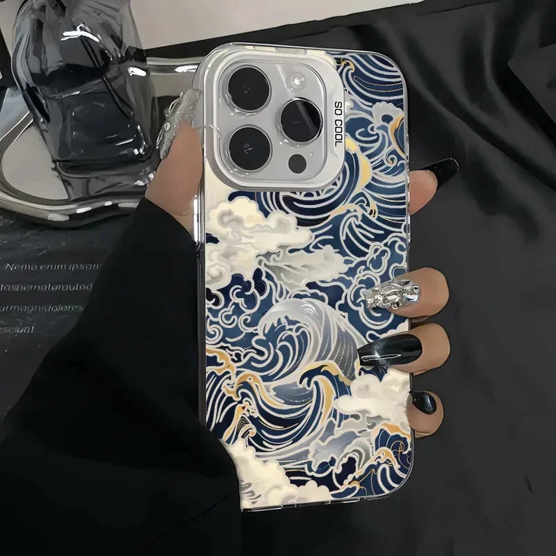 Waves Electroplate Silver Phone Case