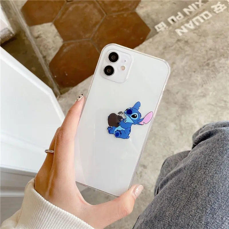 Cartoon Disney Sleepy Stitch TPU Soft Phone Case For iPhone