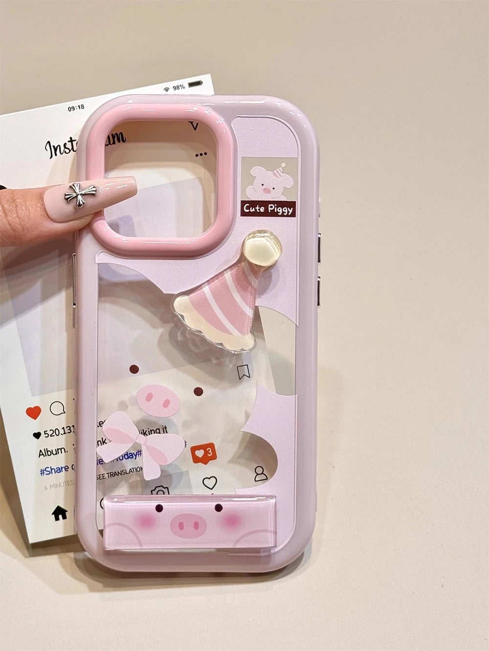 Cute Animal Fruits Series Rotating Stickers with Holder Phone Case
