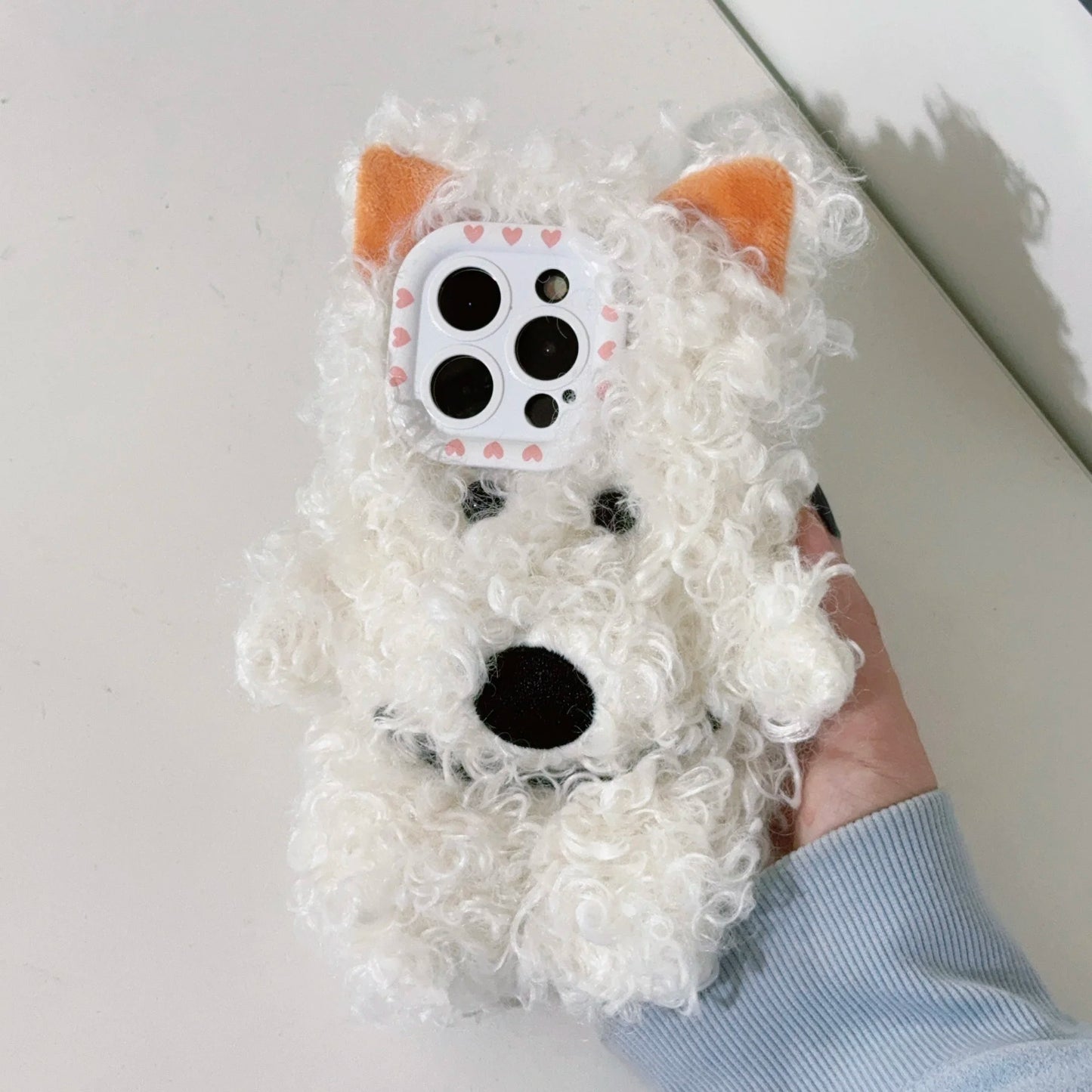 Cute Curly Puppy Plush Phone Case