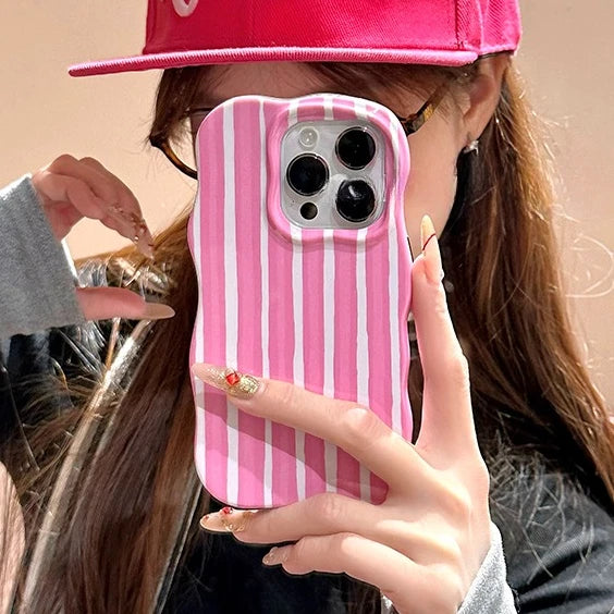 Colorful Stripes Glossy Wave Phone Case For iPhone