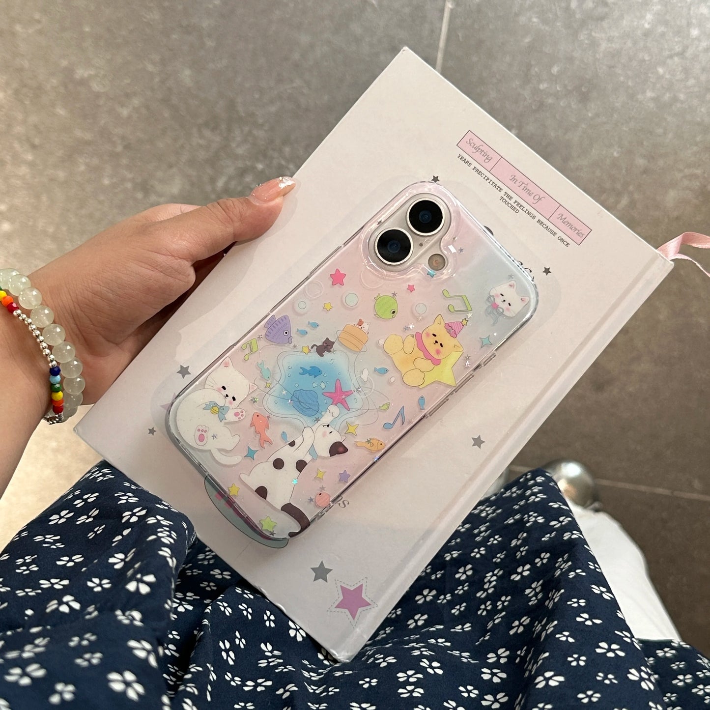 Adorable & Sweet Cartoon Cats & Fish Lovely & Magical Protective Phone Case